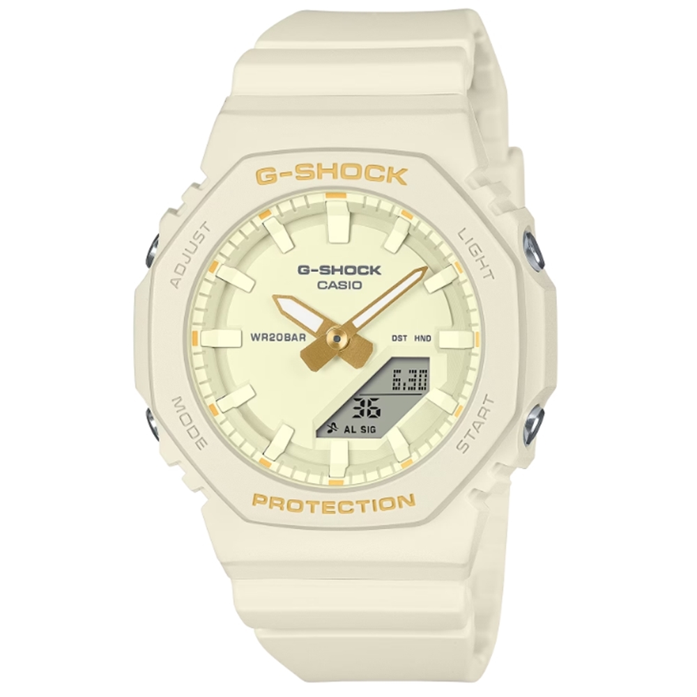 CASIO 卡西歐  G-SHOCK 國際婦女節 含羞草黃 簡約纖薄 八角形錶殼 GMA-P2100W-7A_40.2mm