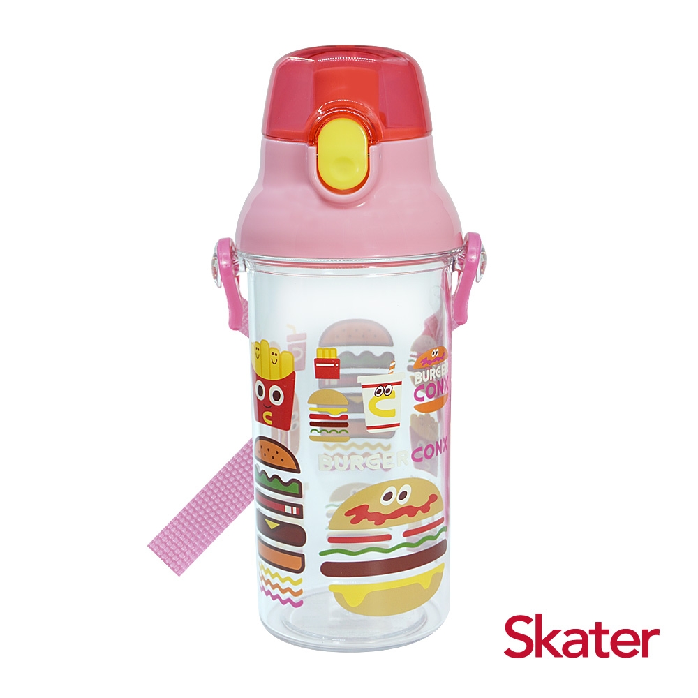 Skater直飲480ml透明水壺-草莓漢堡