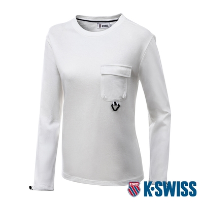 K-SWISS Pocket Tee 長袖T恤-女-米白