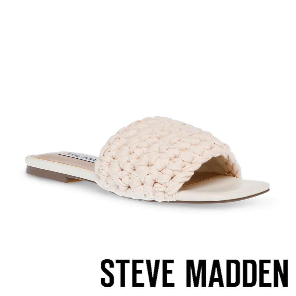 STEVE MADDEN-MALDEVE 編織方頭平底涼拖鞋-米杏色