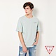 GUESS-男裝-純色背部經典雙OGO短T,T恤-藍綠 原價1290 product thumbnail 1