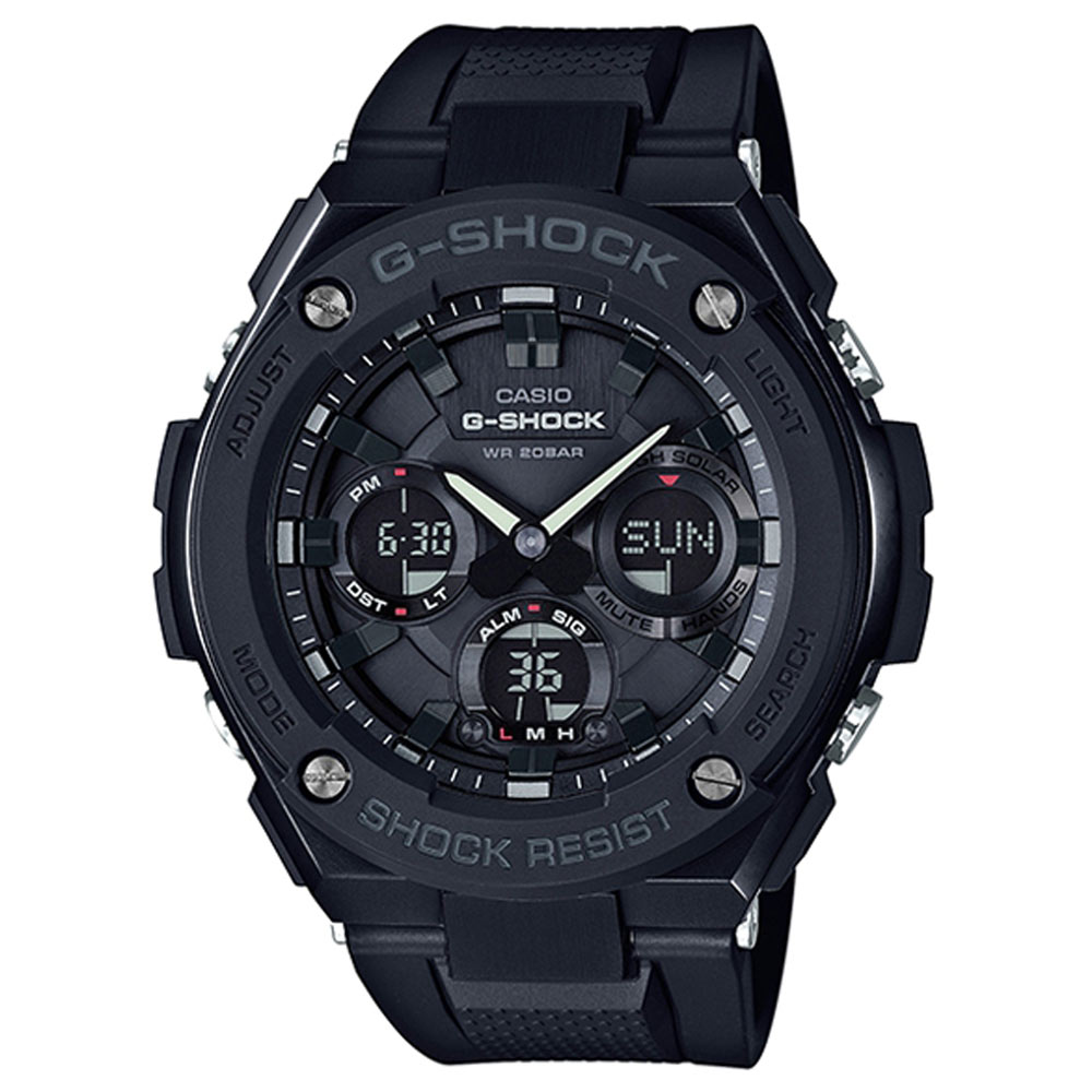 G-SHOCK絕對強悍分層防護構造防震概念休閒錶(GST-S100G-1B)-黑框X黑53