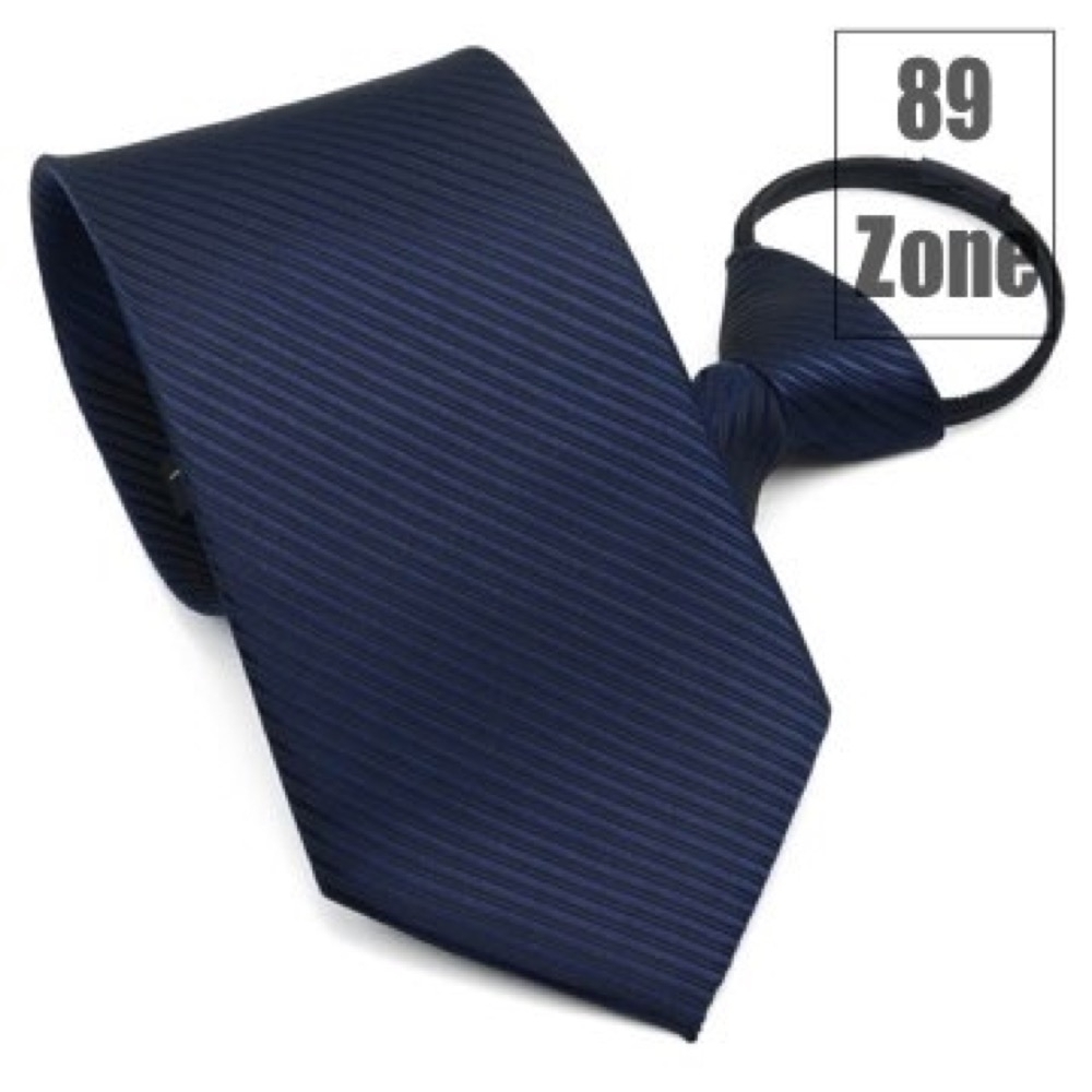 【89 zone】法式時尚氣質斜紋懶人拉鍊領帶 (藍色)