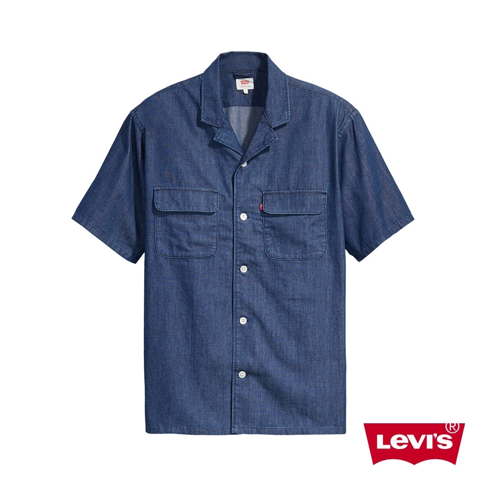 Levis 男款短袖牛仔襯衫 Oversize寬鬆 CoolMax吸濕排汗 原色丹寧