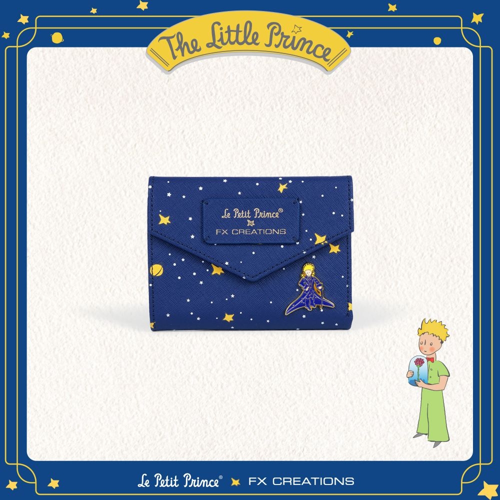 『官方正品』【小王子Le Petit Prince聯名款】閃耀星空系列 真皮三折短夾-星空藍 LPPW76038-98