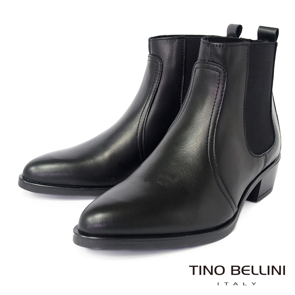 Tino Bellini 義大利進口簡約俐落側鬆緊跟靴-黑