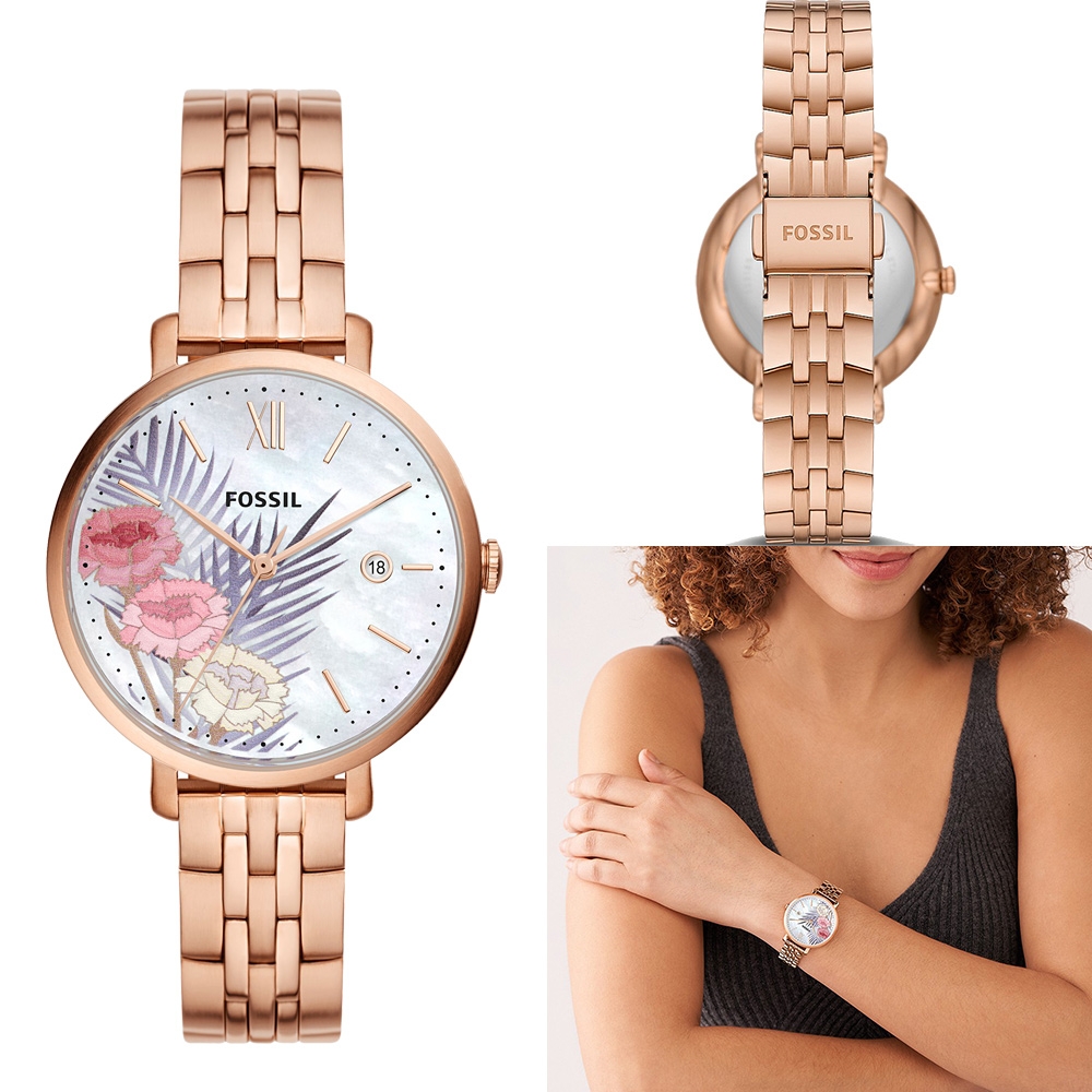 FOSSIL Jacqueline 浪漫海島花卉錶盤時尚腕錶-ES5275 | 女錶| Yahoo