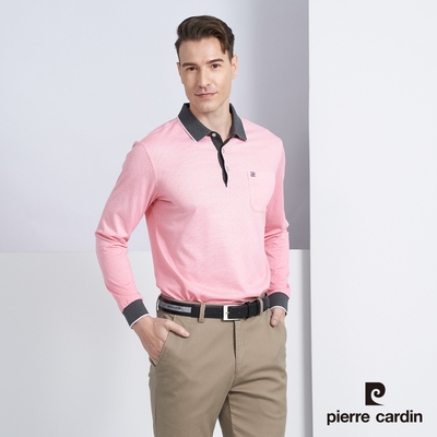 Pierre Cardin皮爾卡登 男款 印花長袖POLO衫-粉色(5225263-65)