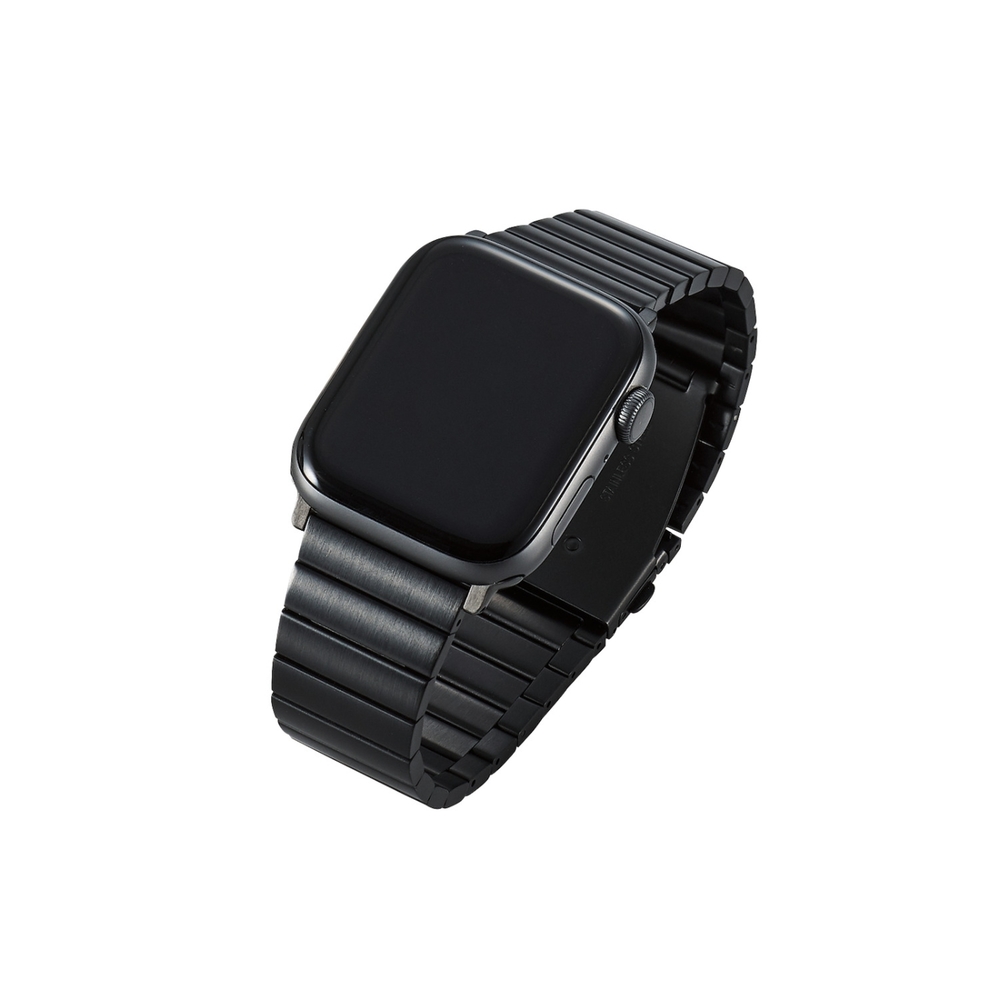 ELECOM Apple Watch 44/42mm金屬不銹鋼錶帶- 黑