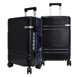 FILA 29吋碳纖維飾紋2代系列鋁框行李箱-墨黑藍