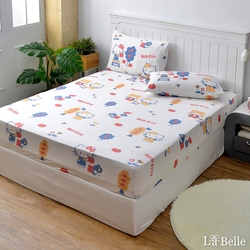 義大利La Belle Sanrio-HELLO KITTY蘋果樹 雙人海島針織床包枕套組