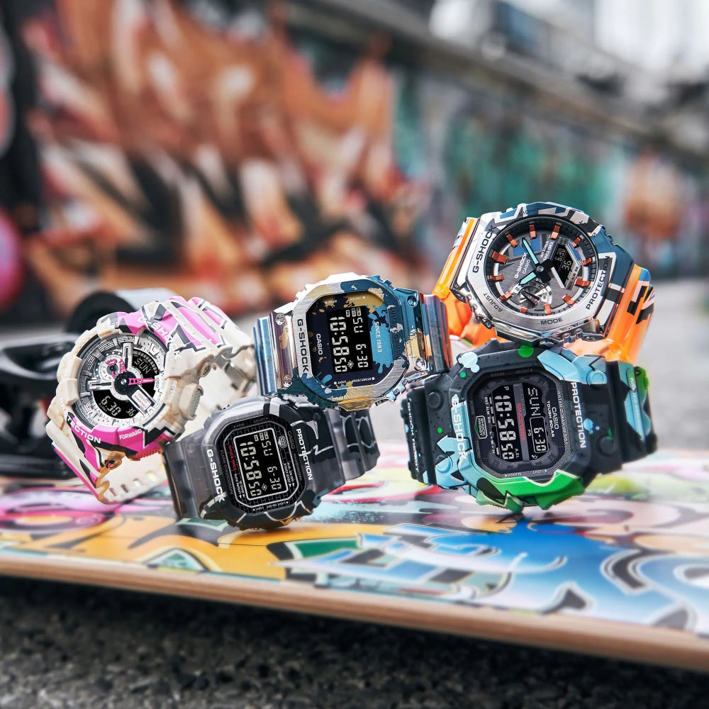 CASIO 卡西歐G-SHOCK 經典方框街頭塗鴉電子腕錶48.9*42.8mm / DW