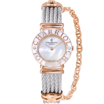 CHARRIOL 夏利豪 St-Tropez 經典鎖鏈鋼索腕錶 母親節禮物-24.5mm P28PCD1540563