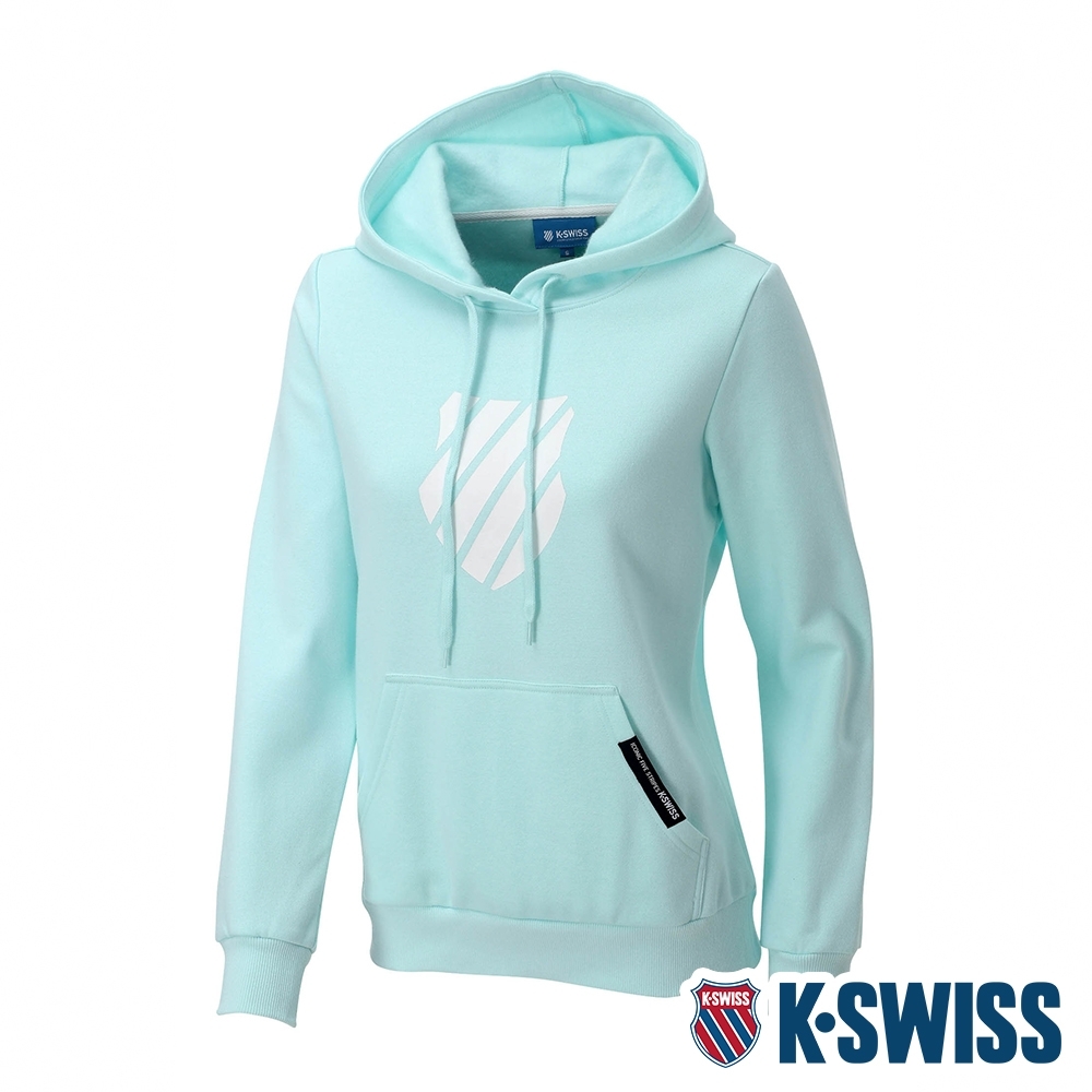 K-SWISS Shield Logo Hoodie刷毛連帽上衣-女-粉藍