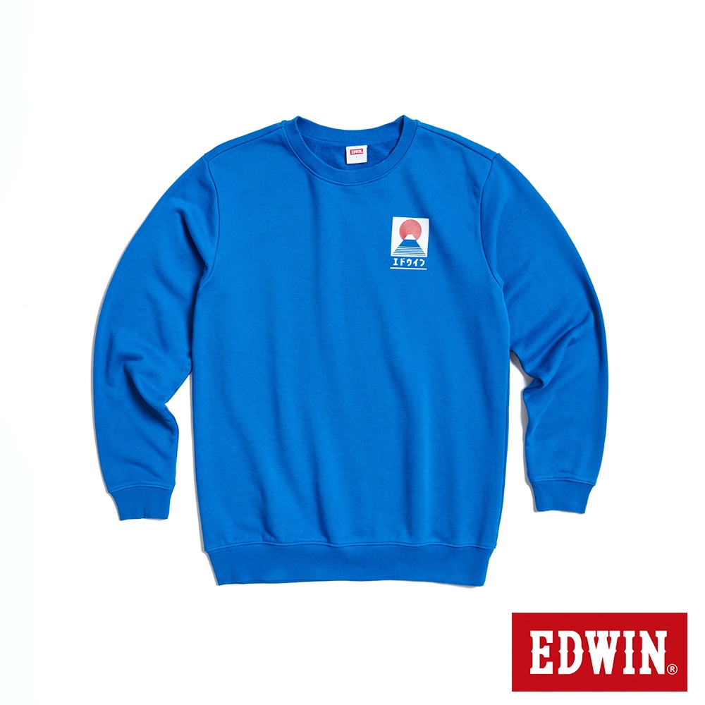 EDWIN 東京散策系列 富士精神厚長袖T恤-男女-藍色