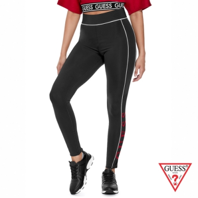 GUESS-女裝-LOGO印字緊身褲legging-黑