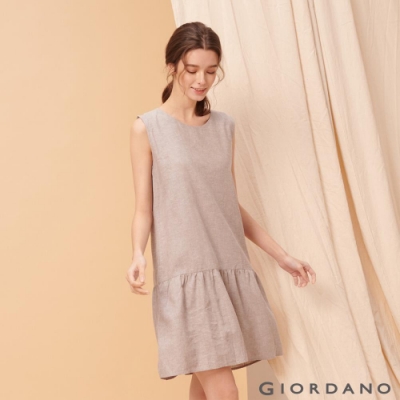 GIORDANO 女裝自然棉麻系列無袖連身裙-02 淺灰