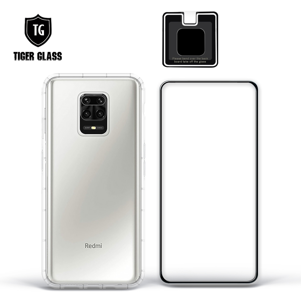 T.G MI 紅米 Note 9 Pro 手機保護超值3件組(透明空壓殼+鋼化膜+鏡頭貼)