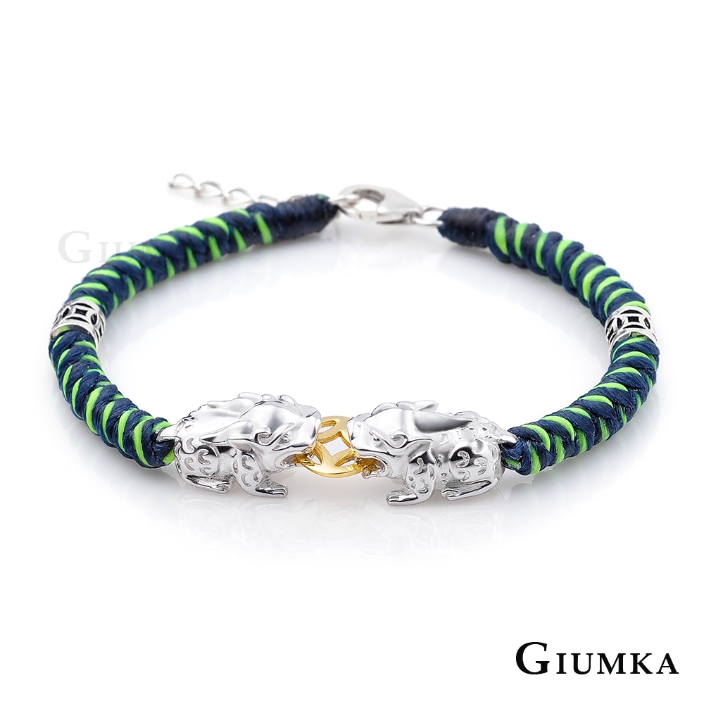 GIUMKA 925純銀編織手繩手鍊 納福貔貅蠶絲蠟繩 單個價格