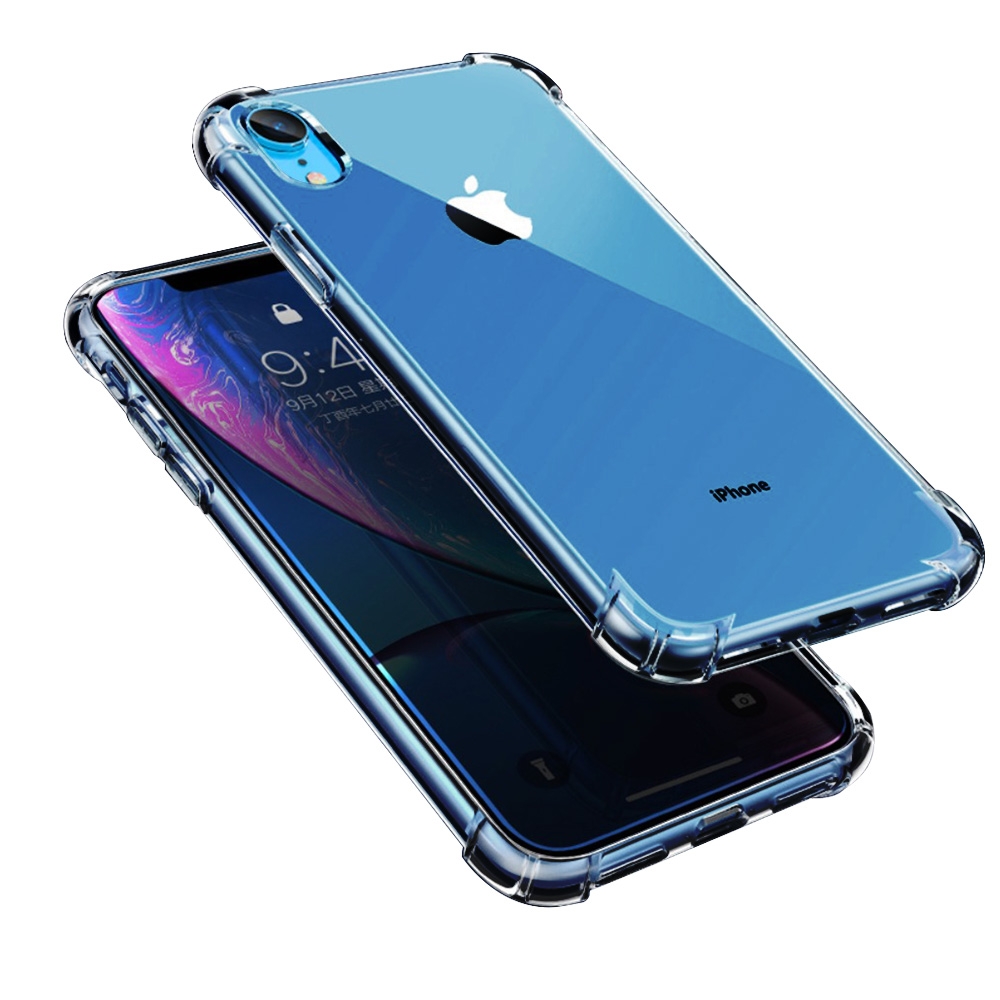 iPhone XR 透明黑加厚四角防摔空壓手機保護殼 XR手機殼