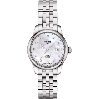 TISSOT 天梭 官方授權 Le Locle 力洛克真鑽機械女錶 迎春好禮-珍珠貝x銀/29mm T0062071111600