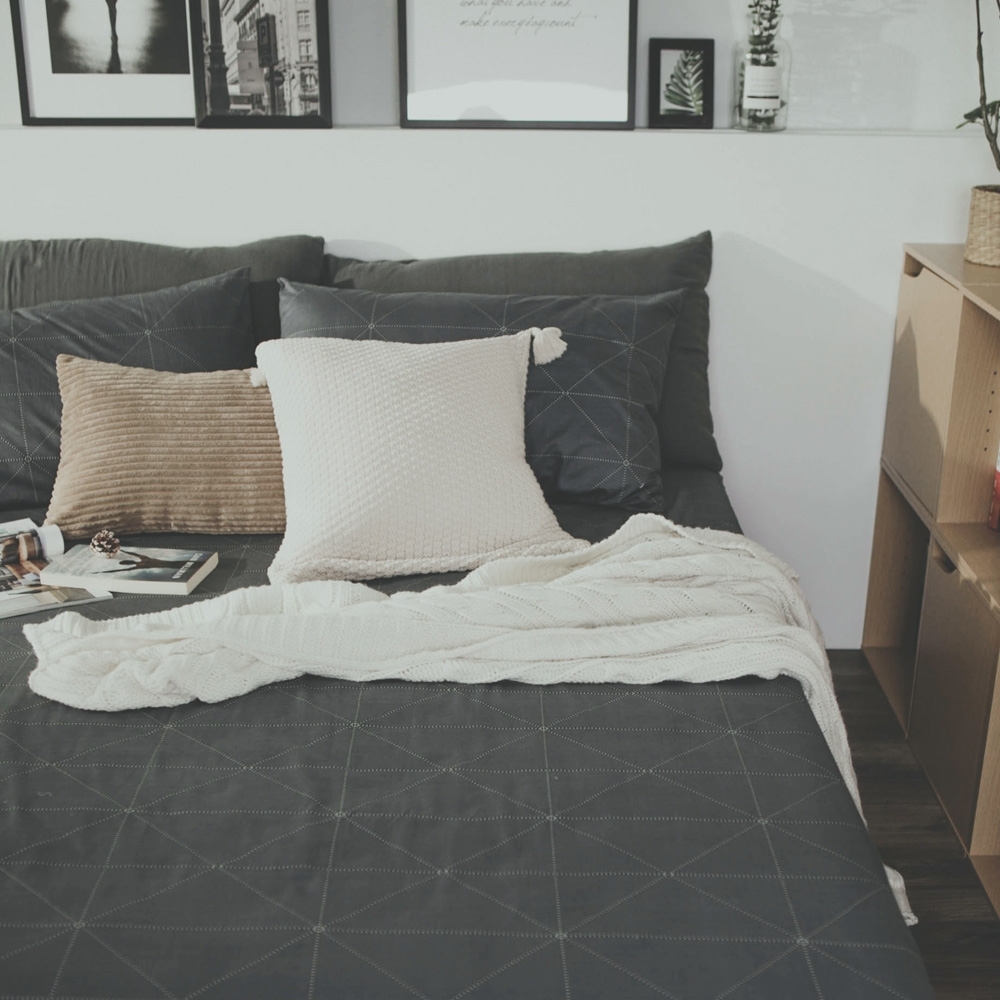 絲薇諾 MIT精梳純棉 艾維斯-黑 單人加大3.5尺 二件式-床包枕套組