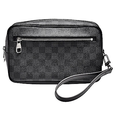 LV N41664 Kasai系列Damier Graphite帆布小牛皮飾邊手拿/掛腕包