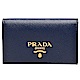 PRADA SAFFIANO METAL金屬浮雕LOGO防刮牛皮釦式信用卡/名片夾(墨藍) product thumbnail 1