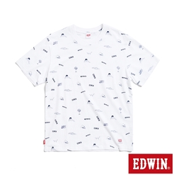EDWIN 滿版LOGO印花短袖T恤-男-白色