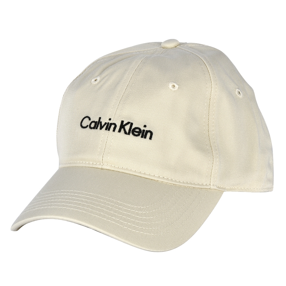 Calvin Klein 簡約LOGO字樣經典棒球帽-米白色