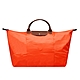 LONGCHAMP 經典 Le Pliage系列摺疊短把尼龍水餃包(大-橘色) product thumbnail 1