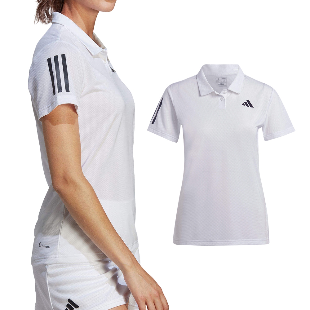 Adida Sclub Polo 女款 白色 上衣 排汗 跑步 輕便 運動 休閒 短袖 HY2703