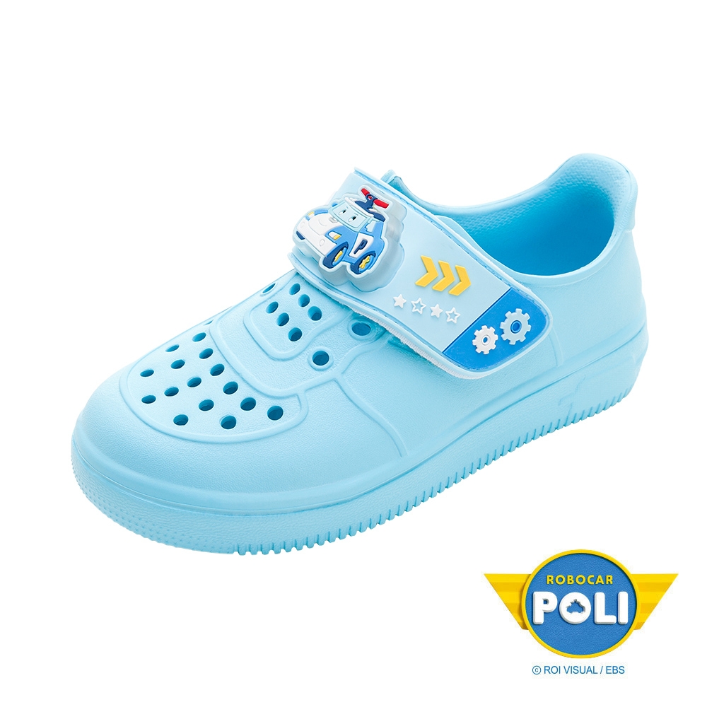 【POLI 波力】救援小英雄 輕量電燈洞洞鞋/透氣 防水 好穿脫 MIT正版 藍/POKG34306