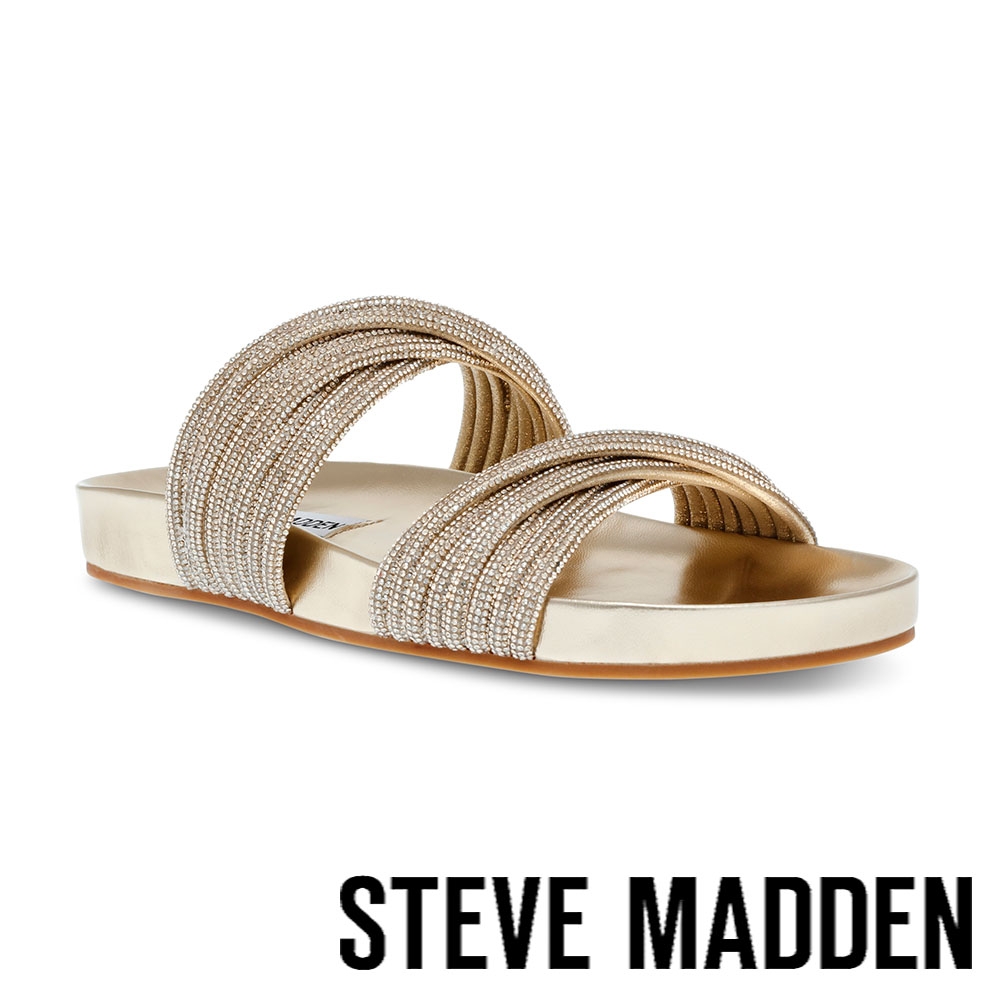 STEVE MADDEN-JOURNEE 交疊鑽面雙帶拖鞋-金色