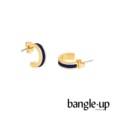 BANGLE UP 復古經典琺瑯鍍金迷你耳環 -午夜藍