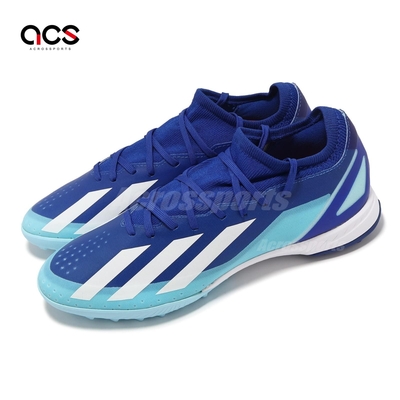 adidas 足球鞋 X Crazyfast 3 TF 男鞋 藍 白 抓地 緩衝 短草皮 運動鞋 愛迪達 ID9338