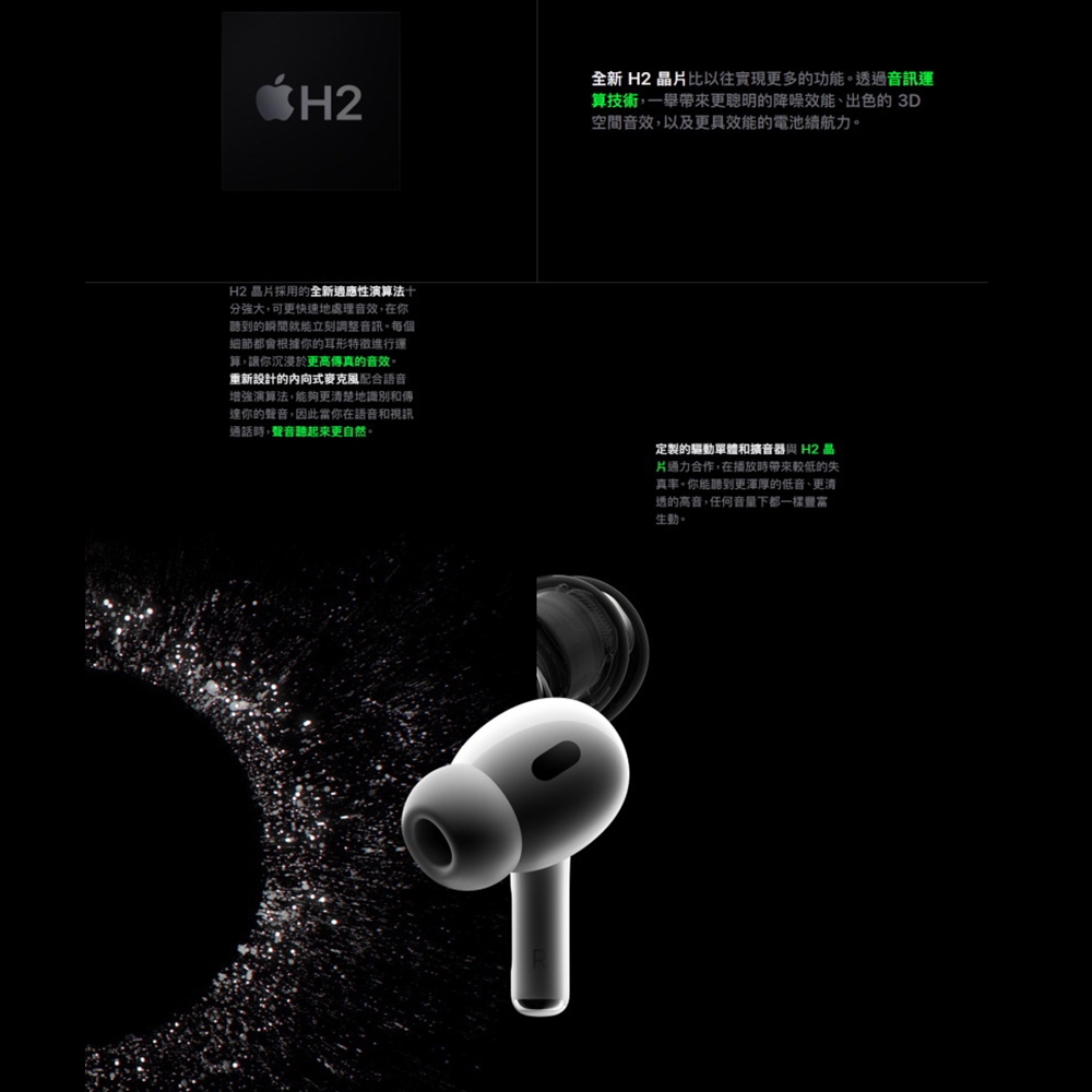 Apple蘋果】AirPods Pro 2 二代藍牙耳機搭配MagSafe充電盒(MQD83TA/A 