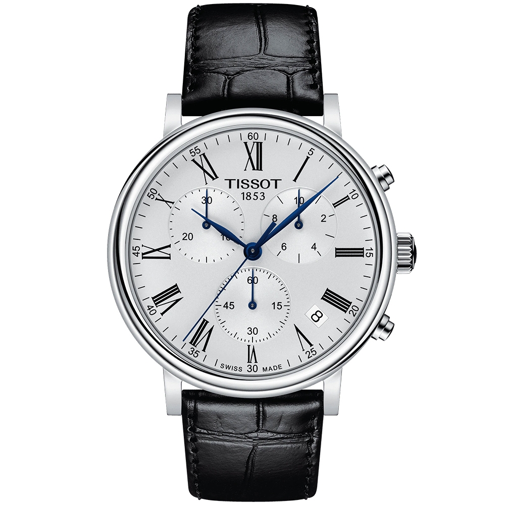 TISSOT 天梭 官方授權 Carson 羅馬計時石英錶 送禮推薦-41mm 送禮推薦 T1224171603300