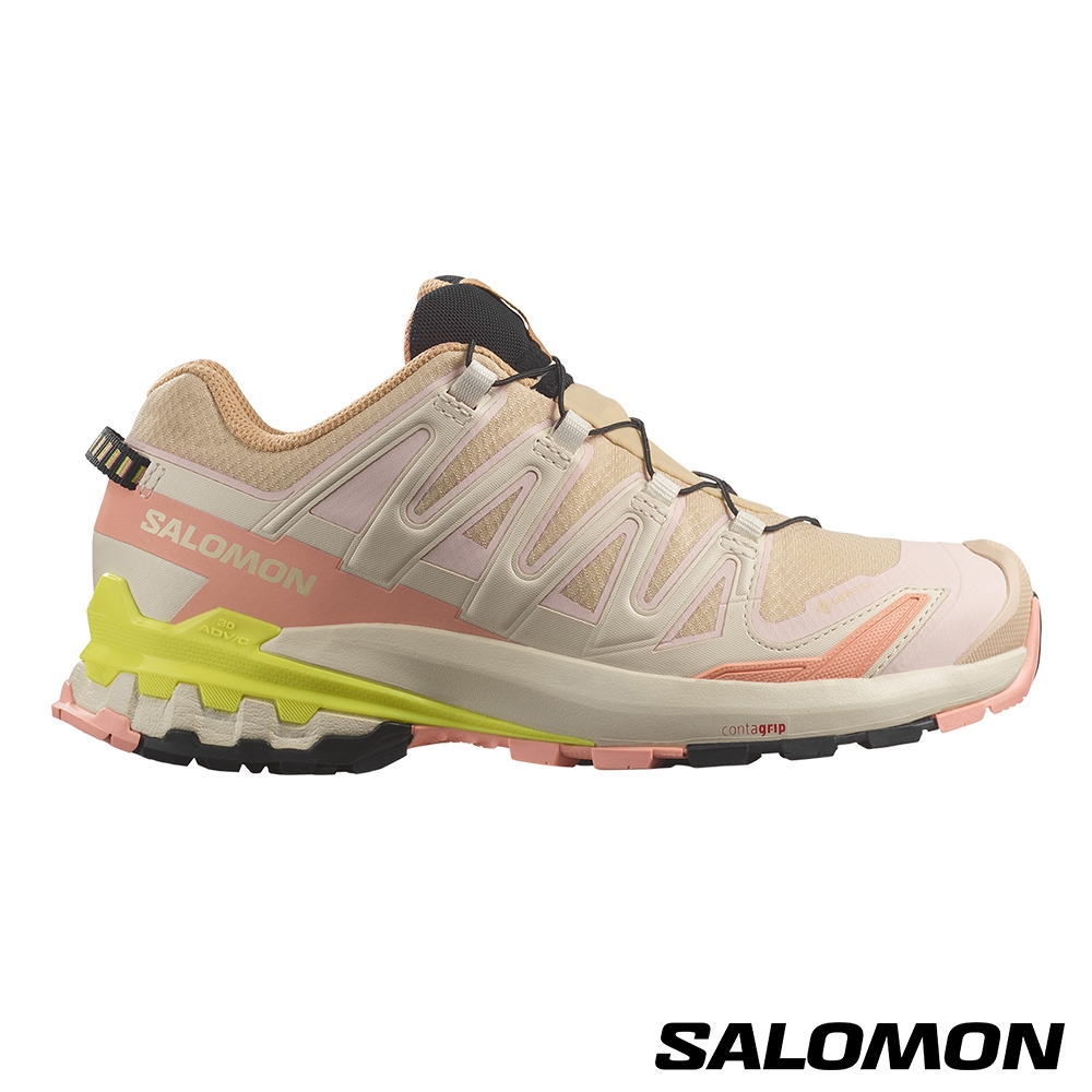 官方直營 Salomon 女 XA PRO 3D V9 Goretex 健野鞋 榛果棕/英玫紅/黃 | 登山鞋 | Yahoo奇摩購物中心