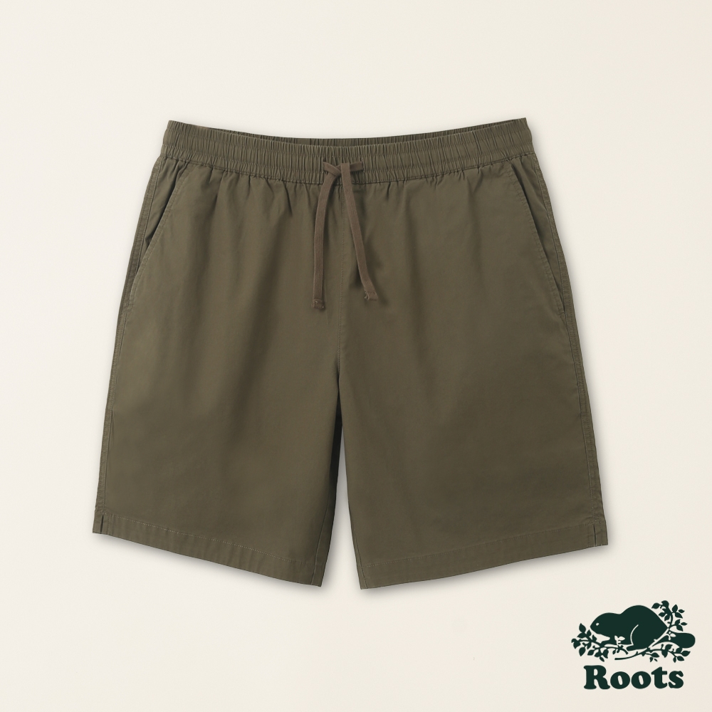 Roots男裝-喚起自然之心系列 有機棉平織口袋短褲-綠色