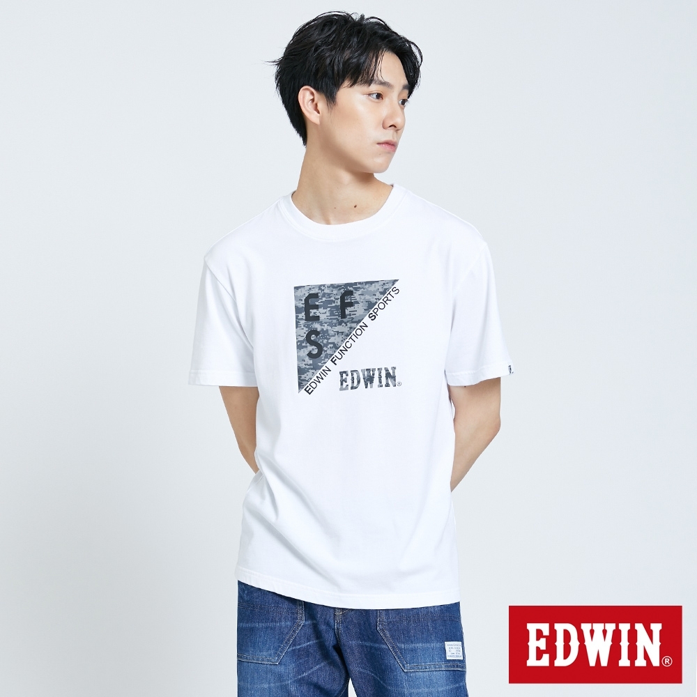 EDWIN EFS 數位迷彩溫變 短袖T恤-男-白色