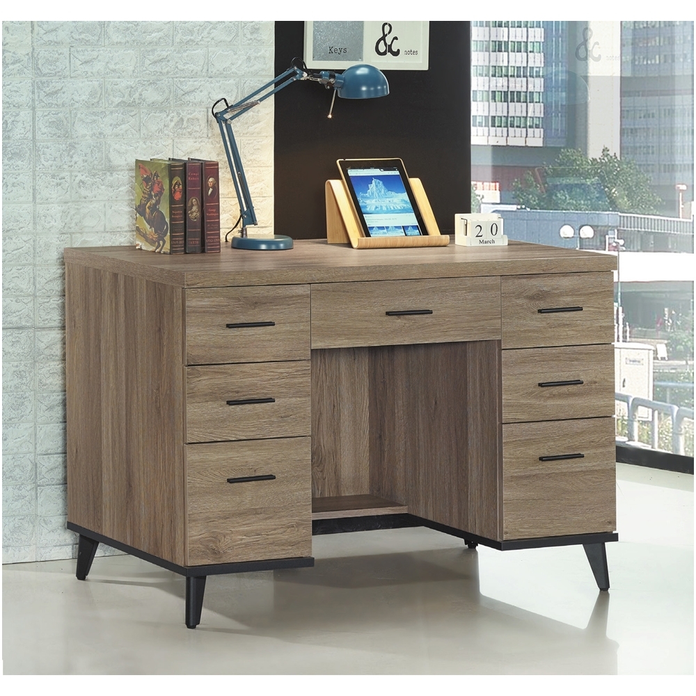 AS DESIGN雅司家具-莫尼卡4尺灰橡木鐵腳書桌-120x59x80.9cm(兩色可選)