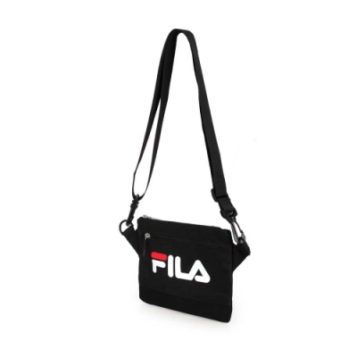 FILA 雙色拼接斜跨包 黑白紅