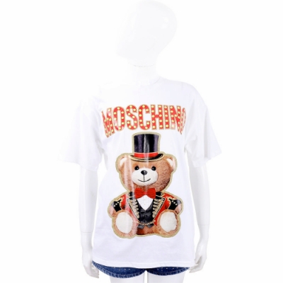 MOSCHINO 馬戲團泰迪熊白色寬鬆版短袖TEE T恤