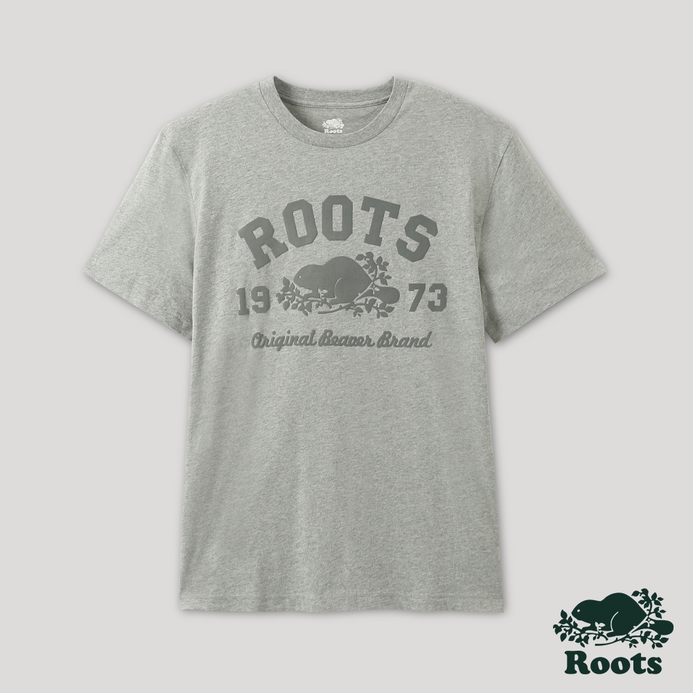 Roots 男裝- 經典海狸系列 短袖T恤-灰色