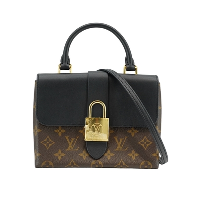 二手品 Louis Vuitton LV路易威登 Locky BB Monogram帆布釦式手提斜背包(M44141-黑)