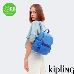 Kipling 深邃亮藍色掀蓋拉鍊後背包-CITY ZIP MINI