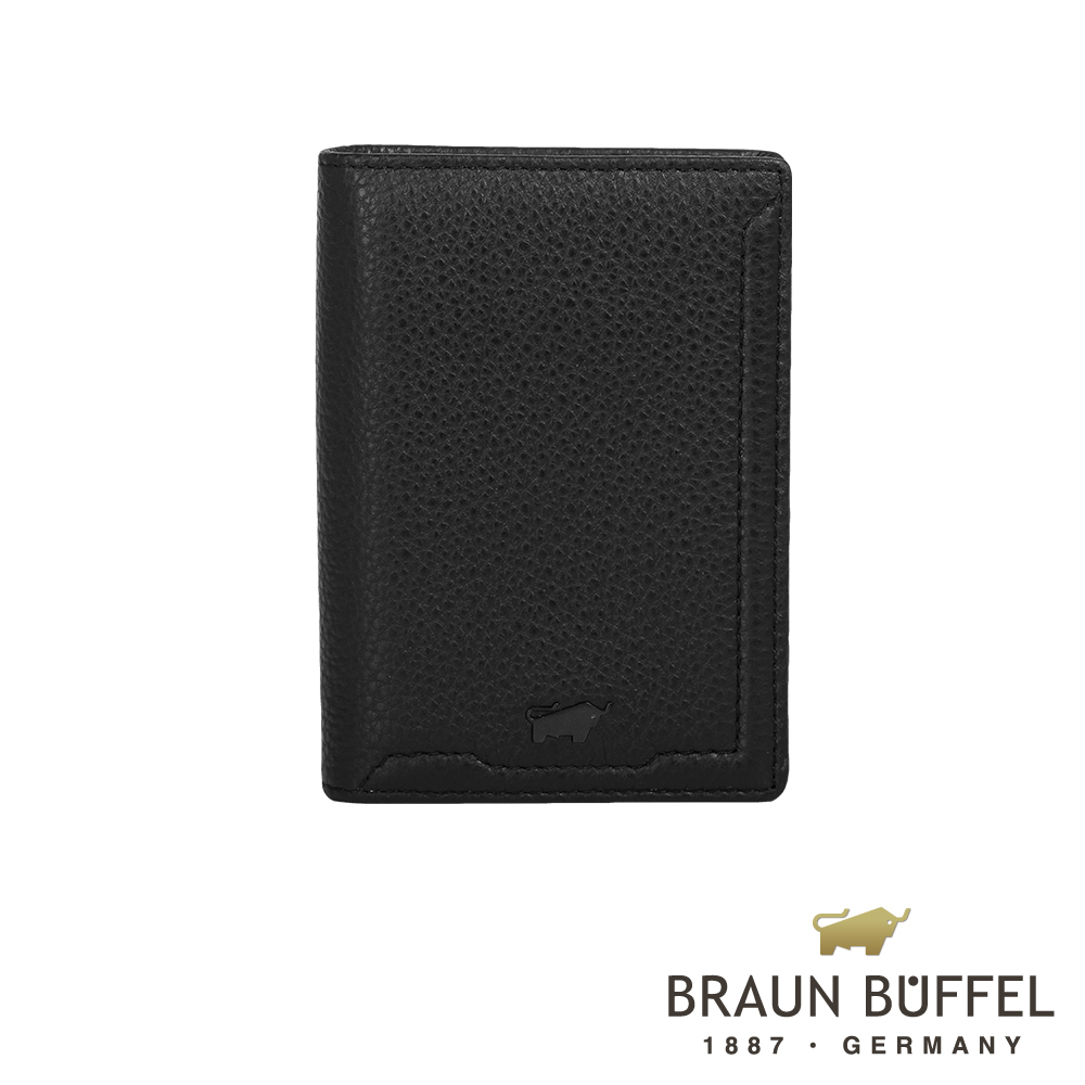 【BRAUN BUFFEL 德國小金牛】台灣總代理 吉米 3卡名片夾-黑色/BF315-402-BK