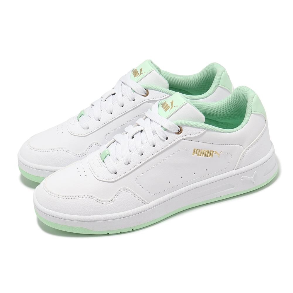 Puma 休閒鞋 Court Classy 女鞋 白 綠 低筒 復古 皮革 小白鞋 39502107