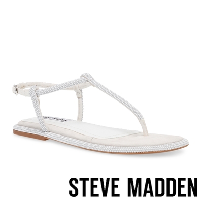 STEVE MADDEN-NOVELIST 鑽面細帶夾腳平底涼鞋-白色